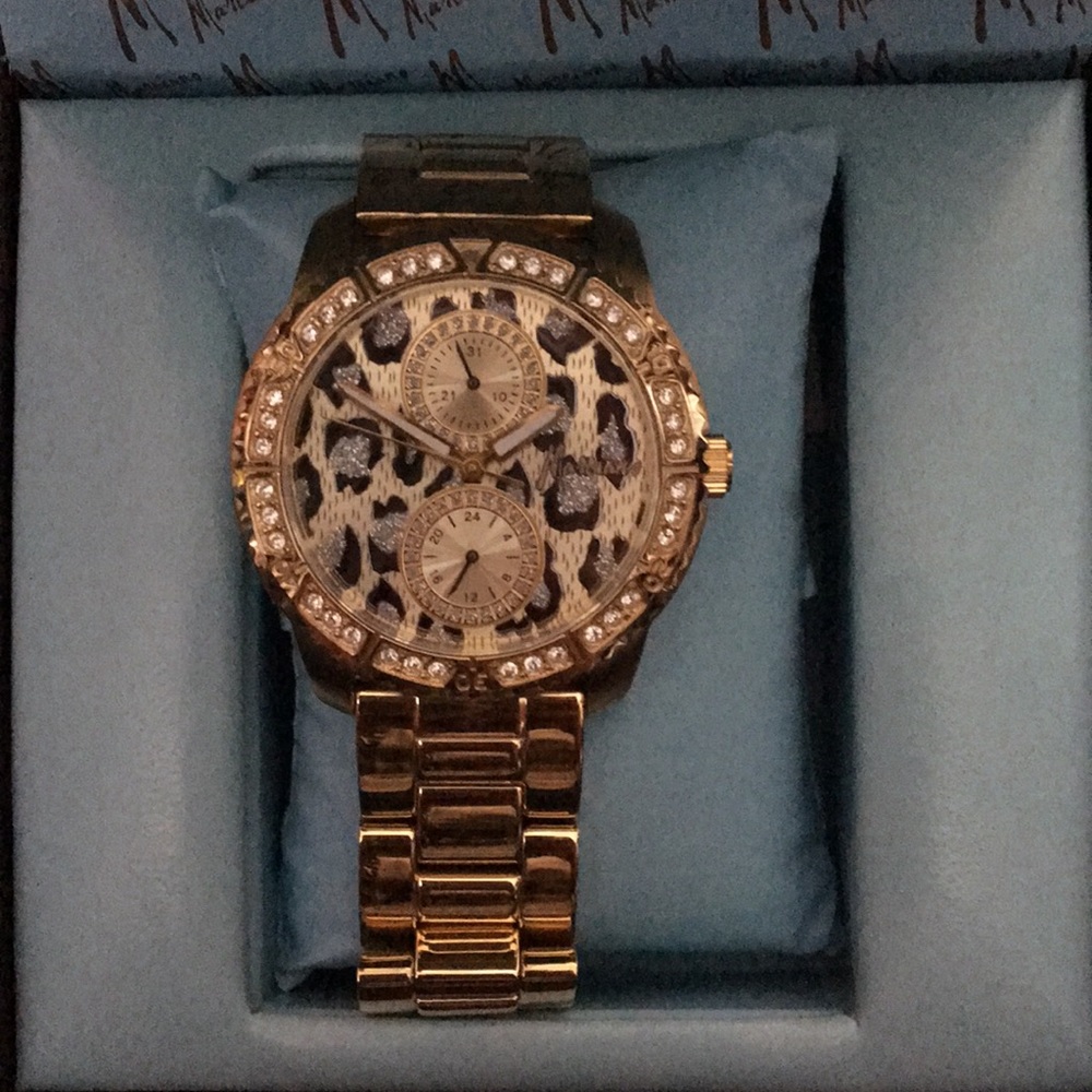 Marciano Leopard Face Woman’s Gold Tone Watch